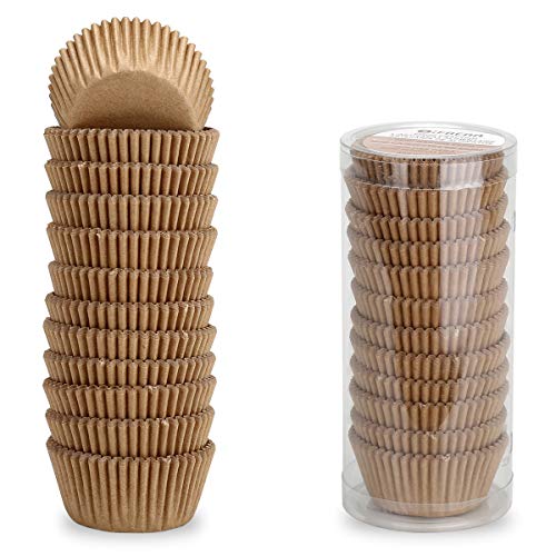Gifbera Natural Mini Cupcake Liners Odorless Greaseproof Paper Muffin Baking Cups 300-Count, Natural Color #TOP4