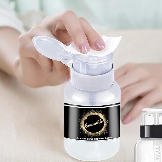 Sminakh Pump Bottle Empty Push Down Pump Dispenser Bottle Empty Lockable Nail Polish and Makeup Remover Acetone container (Multicolor) (PF1) 1
