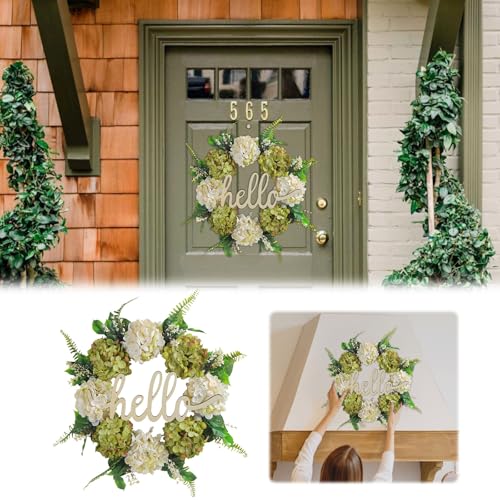 Ciao in legno simulazione ghirlanda porta ortensia rattan anello decorazioni anello piante salice (A,35 x 35 x 8 cm)