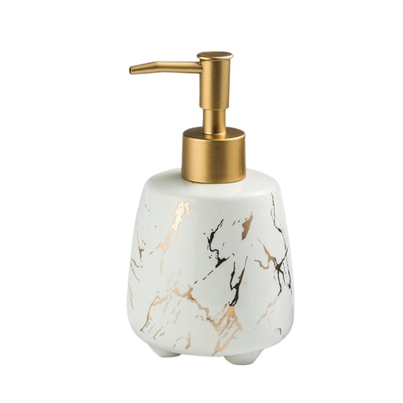 Soap Dispenser 300ml Light Luxury Lotion Push Bottle Bathroom Ceramic Soap Dispenser(White)