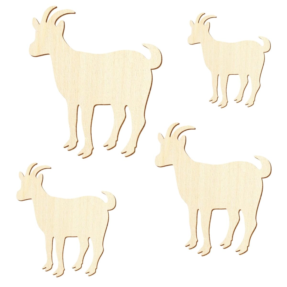 Holz Ziege V1-3-50cm Höhe - Deko Zuschnitte Größenauswahl, Größe:10cm, Pack mit:50 Stück