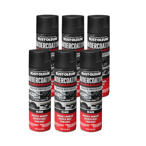 Rust-Oleum 248657-6PK Stops Rust Undercoating Spray, 15 oz, Rubberized Black, 6 Pack