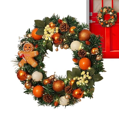Outdoor Weihnachtskranz | 40 cm Landhaus Lebkuchenkranz mit Beleuchtung für Zuhause - Realistische Deko Für Eingangstür Fenster Kamindekoration Wand Innen Außen Büro Outdoor Weihnachtskranz | 40 cm Landhaus Lebkuchenkranz mit Beleuchtung für Zuhause - Realistische Deko Für Eingangstür Fenster Kamindekoration Wand Innen Außen Büro