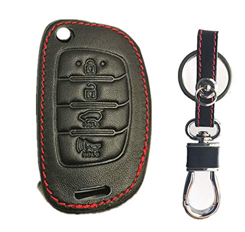 KAWIHEN Leather Key Fob Protector Cover Replacement for 2014 2015 2016 2017 Hyundai Sonata Fe TQ8-RKE-4F16 95430-C1010 TQ8-RKE-3F04 95430-4Z100 TQ8-RKE-4F25