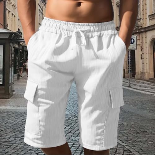 Shorts casual de hombre con cintura elástica y bolsillos grandes miniatura 2