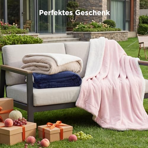 BEDSURE Kuscheldecke Warm Sherpa Wolldecke - Sofadecke, Flauschig Sofaüberwurf Decke, Dicke Couchdecke, Geschenke für Frauen, Flauschige Wohndecke, Grau, 150x200 cm, XL