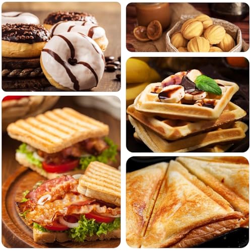 Image of 5 in 1 Sandwich Maker | Grill, Toast & Waffle Maker | 800W Electric Sandwhich Maker with Interchangeable Non-Stick Plates| Automatic Temperature Control (STANDERD) (5 in 1 Sandwich maker)