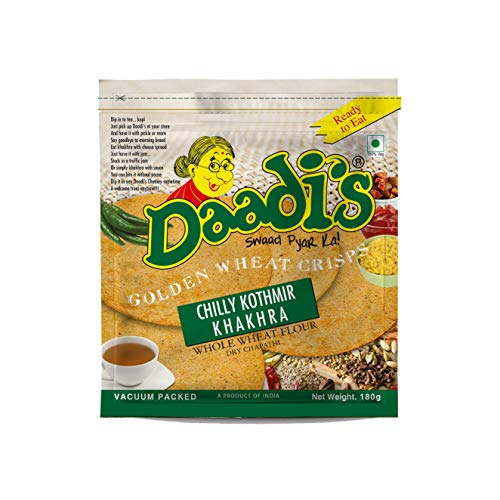 Image of Daadi's Crisp Wheat Chilly Kothmir Khakhra, 180g each (Pack of 3)