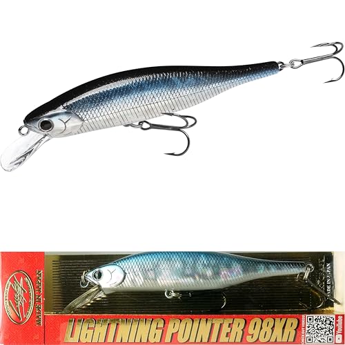 LUCKY CRAFT Lightning Pointer 98XR, Freshwater Bass Fishing Lures and Walleye Fishing Lures, 4' Slow Sinking Jerkbait, 6-7ft Depth, Largemouth Smallmouth, Tournament Fishing Gear (052 Aurora Black)