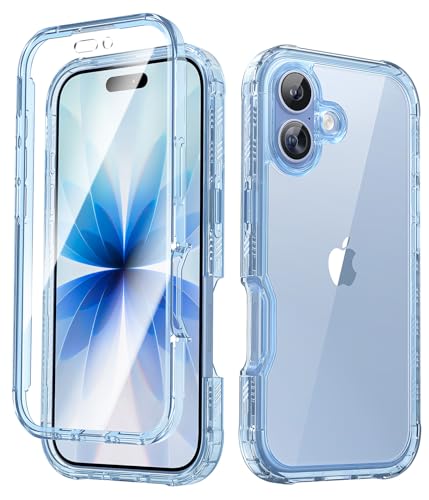 Lifedance Full-Body Rugged Case for iPhone 17 with Built-in Screen Protector 10FT Military Drop Tested & Shockproof Clear Protective Phone Case Cover Clear Blue