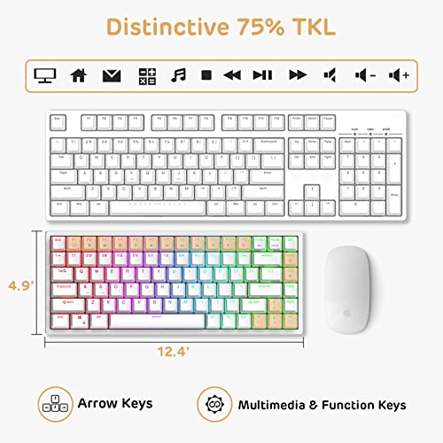 Rk Royal Kludge Rk84 Wired Rgb 75% Hot Swappable Mechanical Keyboard, 84 Keys Tenkeyless Tkl Gaming Keyboard W/Programmable Software And High-Capacity Battery, Rk Red Switch #TOP5