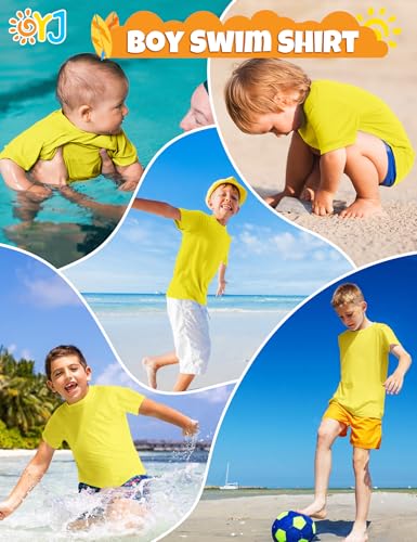 Image of Boys Rash Guard Short Sleeve Swim Shirt UPF+ 50 Rashguard for Toddler Teens Water Sun Shirts Swim Wear Quick Dry