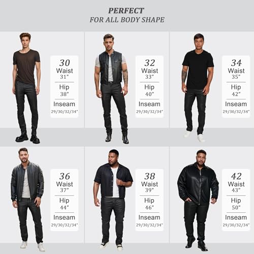 ETHANOL Mens Slim Fit Stretch Fashion Casual Faux Leather Pants4