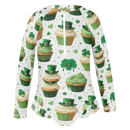 St Patricks Cupcakes One Piece Girls Swimsuit Rashguard Quick Dry Bathing Suit Kids 3T2
