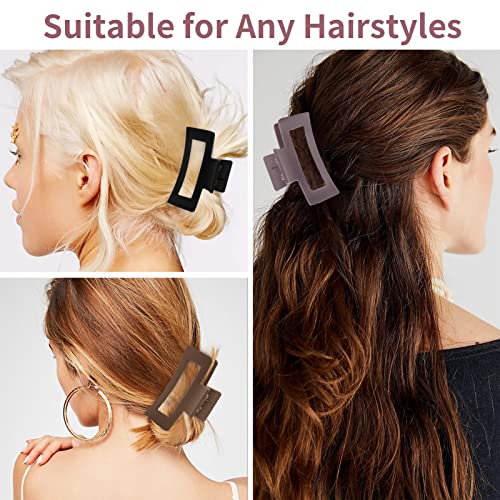 6 Pack Square Claw Clips, Hair Claw Clips For Women Girls, 3.5" Medium Non-Slip Hair Clips, Rectangular Claw Hair Clips, Matte Hair Claws Strong Hair Styling Accessories Jumbo Claw Clip For Thin Hair #TOP3