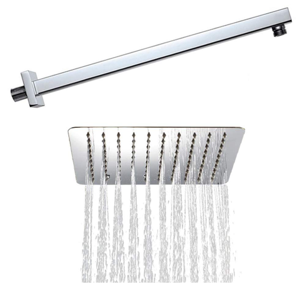 MLD Ultra Slim 6 x 6 inch Square Stainless Steel Rain Shower Head with 458mm (18") Long SS Square Shower arm Combo,Free TAFLON TAP (B0744K7RGB) Amazon Price History, Amazon Price Tracker