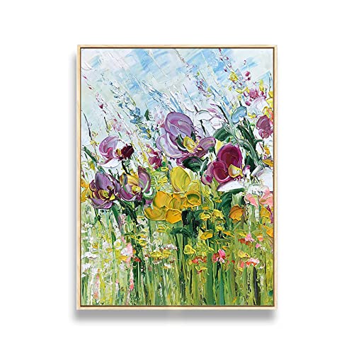 Peinture abstraite à l’huile de fleur rose moderne pour tableau de salon