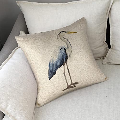 Watercolor Heron Decorative Linen Square Pillow Covers18 X 18 Decorative Cushion Cover Pillowcase For Couch #TOP5