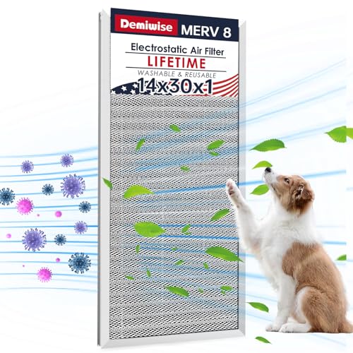 Image of 14x30x1 Electrostatic Air Filter, MERV 8 Reusable Aluminum AC /HVAC Furnace Filter, Lifetime Washable Permanent Air Filter, Easy to Clean, Increases Airflow(Actual Size:13.50x29.52x0.82)