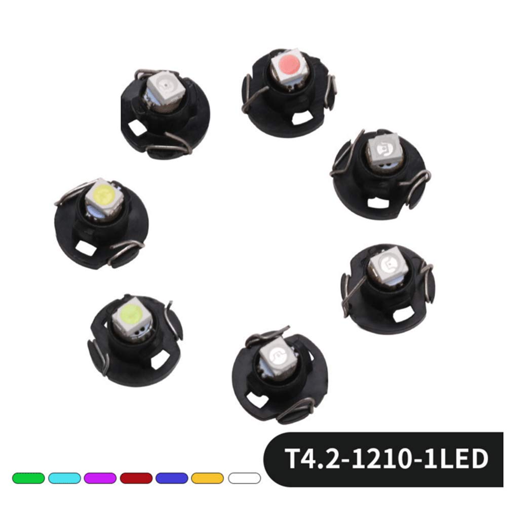 Lampade LED per Cruscott, 10Pcs T4.2 12V LED Lampadina Strumento Auto Cruscotto Meter Luci di Pannello Lampade T4.2 White