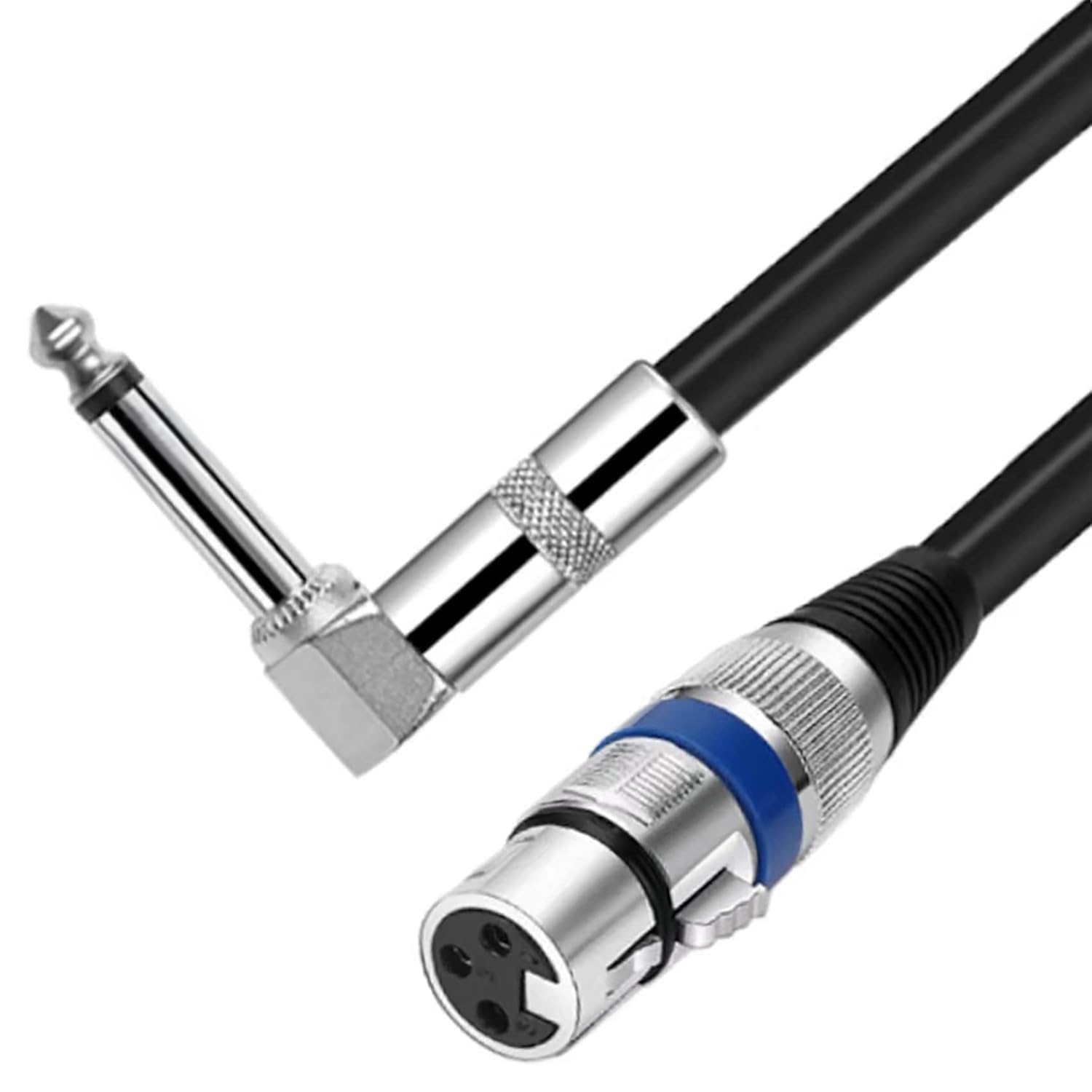HAKUHO-"Right Angle 1/4 inch TS Mono To XLR Female Audio Cable – 10Ft, PVC Shelled, Unbalanced, for Mic, Guitar, Mixer, Speaker Interconnect Audio Black Cable.(SILVER JACK-3Meter/10Feet)-image-10