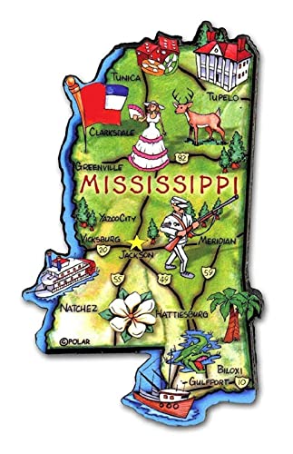 Imán de nevera grande Mississippi The Magnolia State Artwood miniatura 1