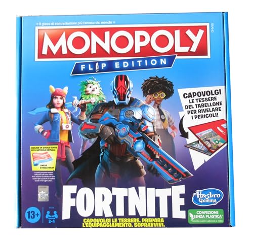 Monopoly Flip Edition: Fortnite - Juego de mesa Monopoly inspirado en el videojuego Fortnite, juegos de mesa para adultos y adolescentes
