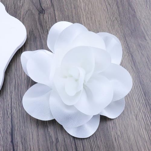 Image of Flower Pins Large Flower Brooches Dainty Satin Fabric Rose Flower Brooches Lapel Pins Delicate Elegant Silk Camellia Flower Oversized Brooch Pin for Women Wedding Part Dance Dress Suit Clothes Accessories Prom Jewelry Gifts