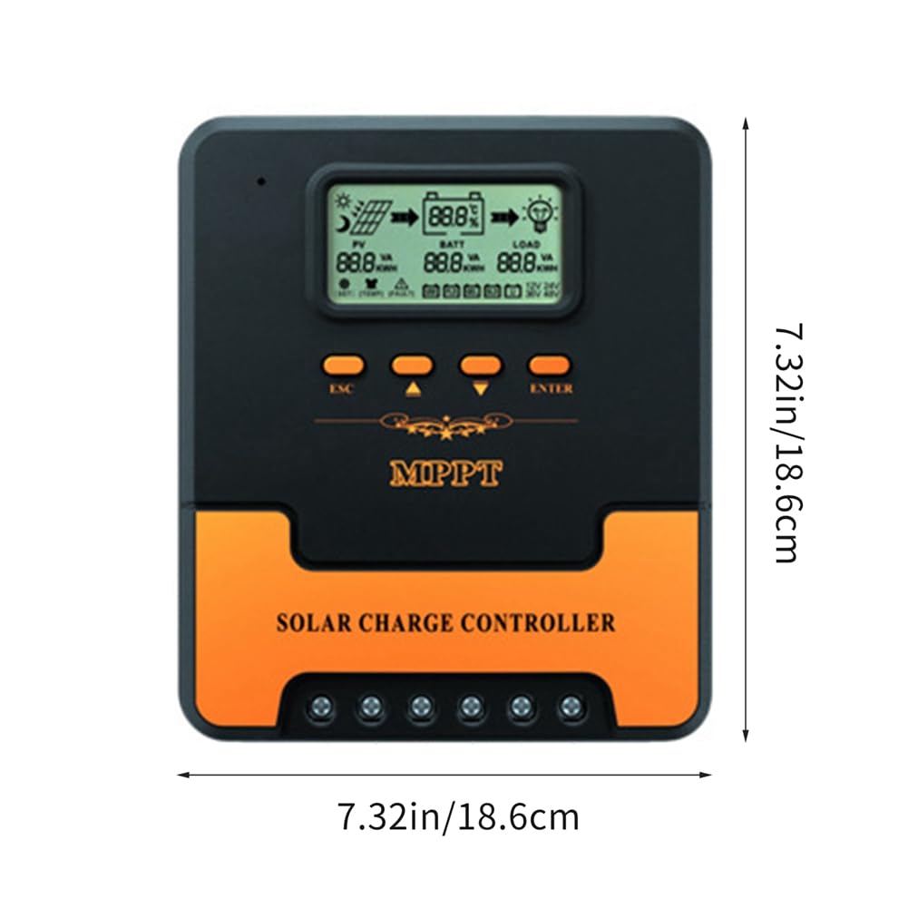Orton Controlador solar MPPT de 30 A, 12 V, 24 V, adaptación automática, controlador de carga de batería de litio de plomo para panel solar