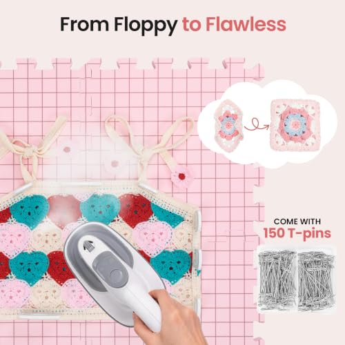 Image of Blocking Mats for Knitting - Opstin Extra Thick Blocking Boards for Crochet Projects with Gridlines - 150 T-Pins and Storage Bag Included for Knitting Supplies - Standard Mat Set - Pack of 9