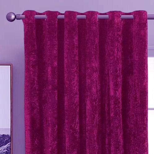 Image of Velvet Solid Grommet Long Door Curtain, Long Door 5 Feet, Magenta, Pack of 2