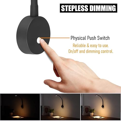 Miniatura 4 de Luz de lectura LED flexible regulable de 12 voltios, metal completo y luz roja y cargador USB rápido, 18-12 pulgadas de longitud, para RV barco