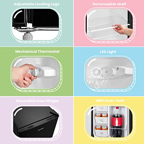 COMFEE' CRM33S3ABB 3.3 CuFt mini fridge Singel Door small Fridge for Bedroom Office Garage Studio Dorm, mini Refrigerator Black