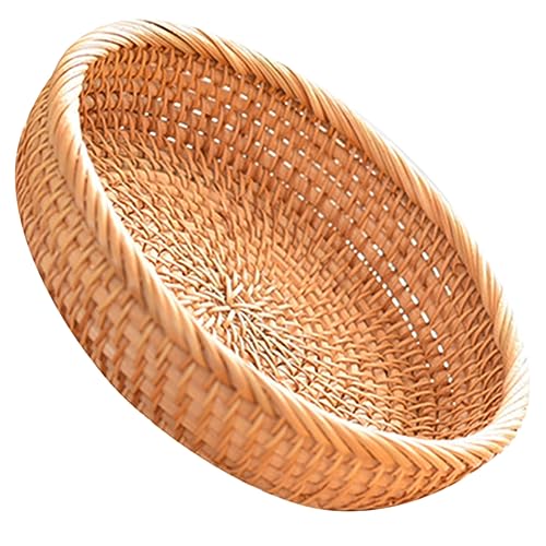 Alipis Handmade Rattan Storage Basket Lightweight Woven Basket with Drainage for Fruits Vegetables Snacks for Kitchen Living Decor