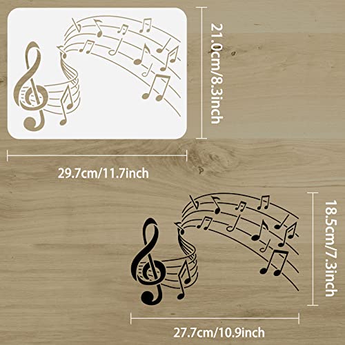 FINGERINSPIRE Music Note Stencil 29.7x21cm Reusable Plastic PET Treble Clef Stencils Hollow Out Pentameter Jumping Music Symbols Drawing Stencil for Wall Tile - Image 2
