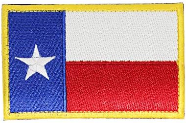 BirchRiver 3”x 2” Texas State Flag Patch- Embroidered Emblem Tactical Backpack Bag - Backing: Hook and Loop