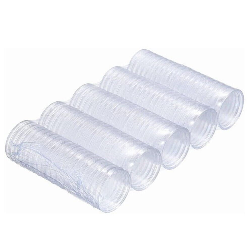 100Pcs 32mm Round Coin Capsules Clear Plastic Coin Case Holder Storage Box