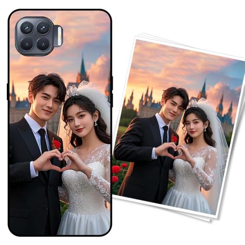 WUACYEAMING Funda Personalizada para OPPO A93/Reno 4 Lite/Reno4 F Carcasa Custom Antigolpes/Antirrayaduras con Diseño de Fotos+Textos - Regalo para Graduaciones/Nacimientos/AniversariosNegro Noche