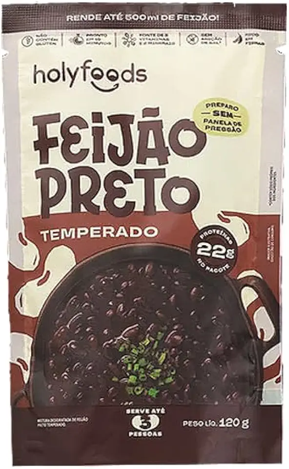 Feijão Preto Temperado Holyfoods 120g