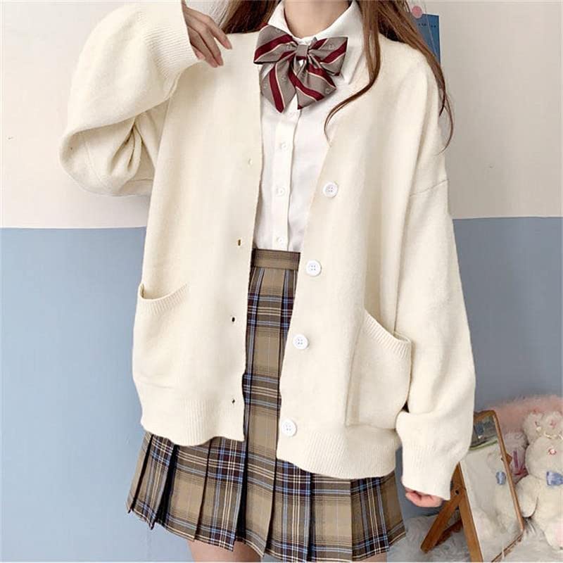 Kawaii Long Sleeve Cardigan Japanese Y2K Preppy JK Uniform Knitted Loose Sweater for Women Cutecore Cosplay Coat2