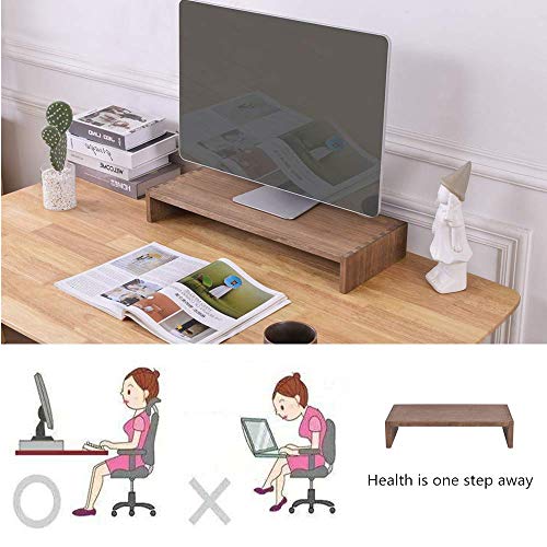 Supporto per monitor in legno – Supporto da scrivania in legno per computer/laptop/stampante TV – Bracci e supporti da scrivania per organizzatori di ufficio, lunghezza 59 cm, marrone scuro