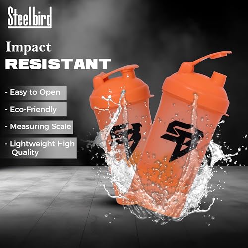 Image of Steelbird Smart 500: High-Performance Gym Protein Shaker Bottle - Boost Your Workout! (Orange)