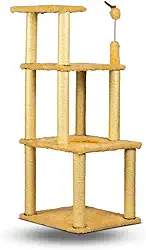 Arranhador Torre pata Gatos 4 andares Com Cama de Cestinha e Brinquedo (Bege)