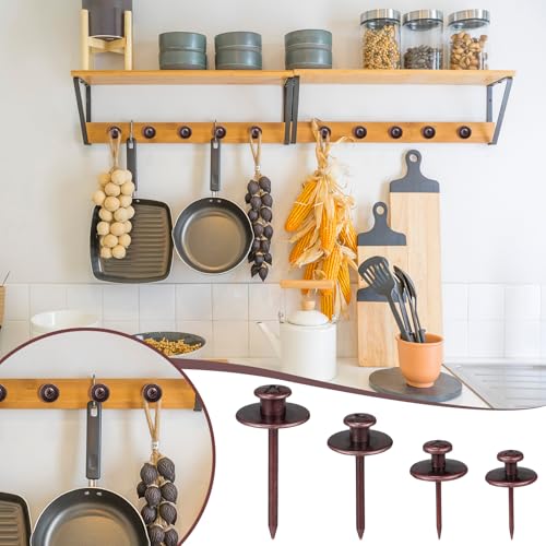Image of Zhengmy 40 Pcs Double Headed Picture Hangers Nails 4 Size Long Thumb Tacks Wall Nails for Hanging Pictures Decorative Push Pins Hooks for Drywall Photo Office Home Decor, 20 /30 / 40 / 50lb (Copper)