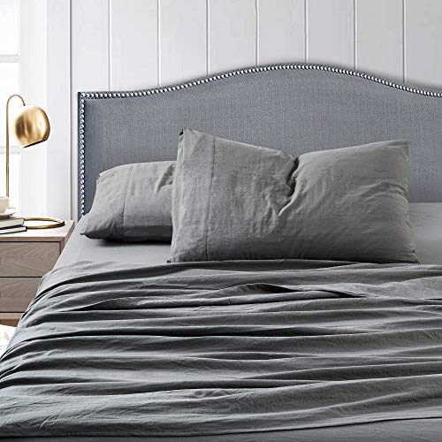 Image of Prewashed Crinkle Sheet Set - Extra Soft Linen Style Microfiber Bed Sheets - Lightweight and Breathable Bed Sheets for All Season Comfort - Deep pocket, Reinforced Elastic Corner Straps