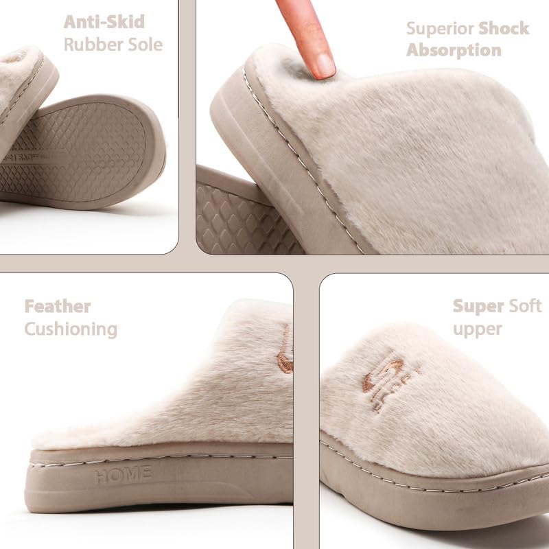 Image of Unisex Winter Flip Flop Slipper for Men and Women Soft Faux Fur Slip On Indoor Home Slides Slipper for Bedroom Sandals