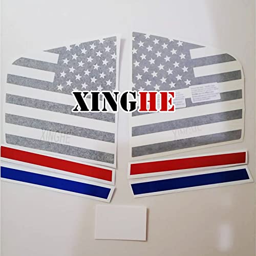 Image of Xinghe for Dodge Charger 2011-2023, Rear Side Window American Flag Decals, 2pcs Matte Black USA Flag Decal for Truck Back Window, Waterproof Vinyl, Durable and Easy Remove Truck Decal