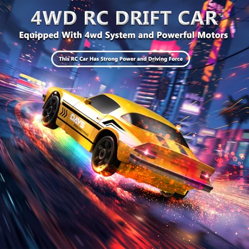 Image of Remote Control Car RC Drift Car 2.4GHz 1:24 4WD 15KM /H High Speed Racing Sport Car with LED Lights Drifting Tire Racing Sport Toy for Adults Boys Girls Kids Gift