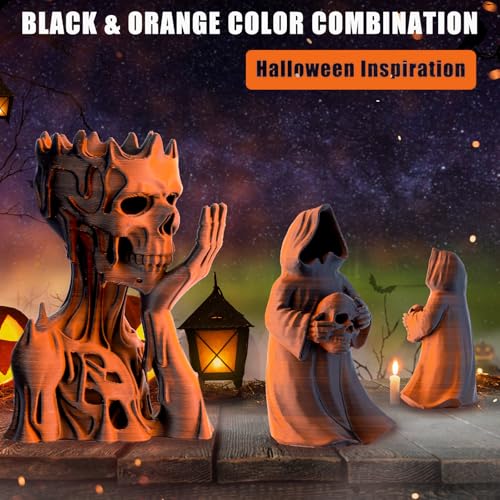 Image of OVV3D Dual Color PLA Filament 1.75mm, Orange Black Matte PLA 3D Printer Filament, Multi Color Change 3D Printing Filament for Halloween Decorations, 1kg Spool, + /-0.02mm