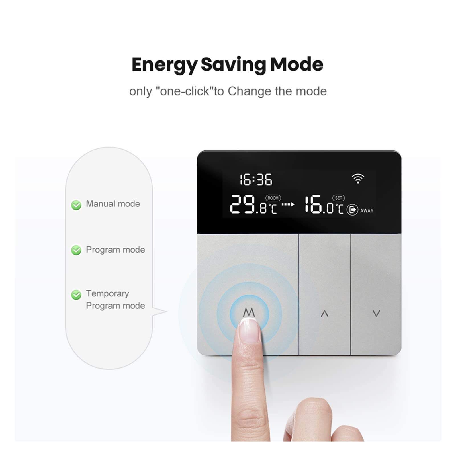 Cyfrowy higrometr termometr wewnętrzny Controller temperatury termostatu WiFi, Tuya Aplikacja Zdalne sterowanie, praca z Alexa Google Home Yandex Alice Z wyświetlaczem LCD(Water Gas Boiler)